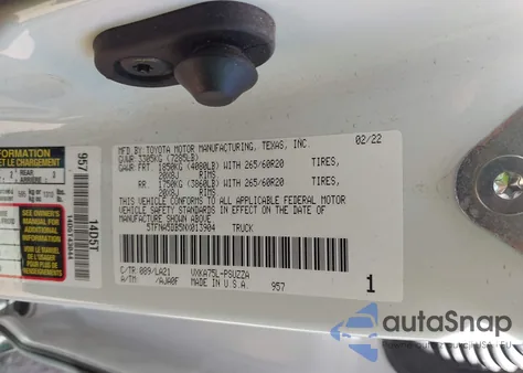 2022 Toyota Tundra Platinum from USA, damaged, VIN 5TFNA5DB5NX013904